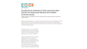 DuraScience Institute Of USA Launches New Center For Advanced Medical And Health Sciences Study